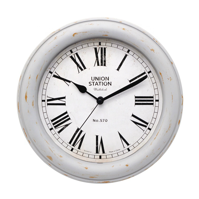 Wholesale promotional White Antique Decor Silent Farmhouse Wall Clock