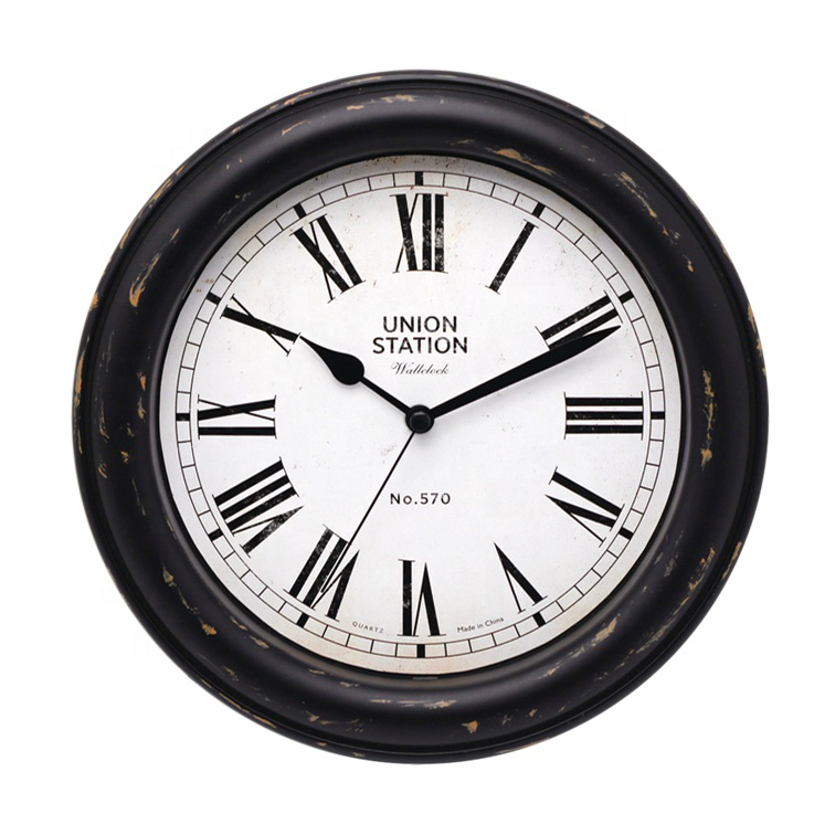DEHENG Black Antique Plastic Clock 8 inch Wall Clock
