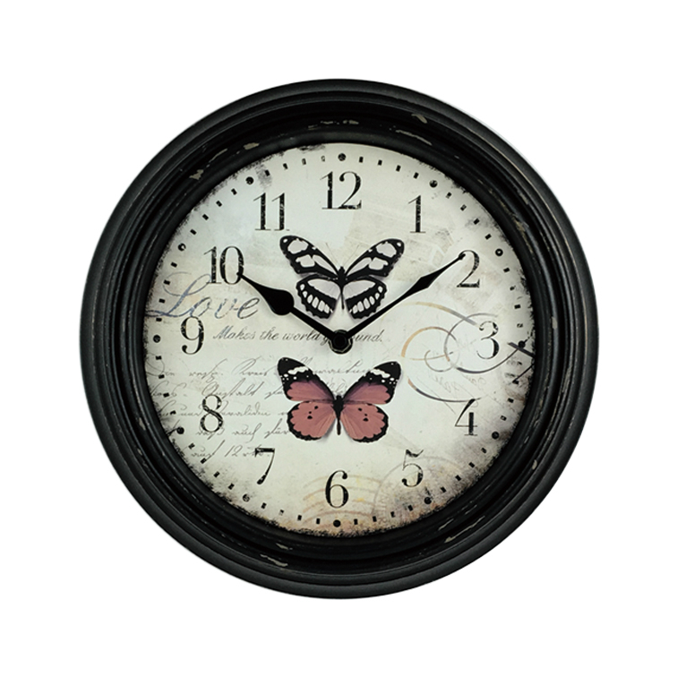American Vintage Butterfly Design of Home Decor Plastic Wall Clock