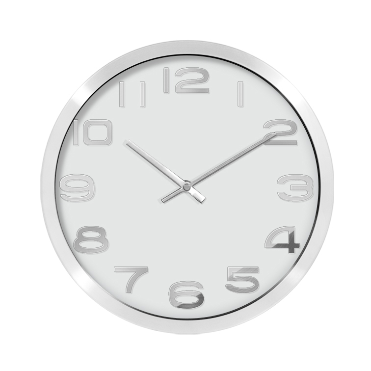 12 inch white metal aluminum clock decorative wall clock