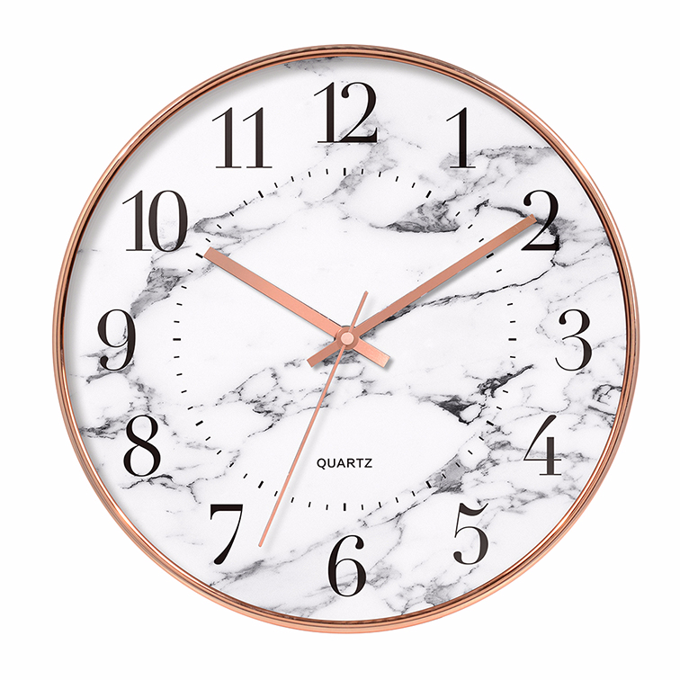 White Marble Clock Face Design Home Decoration Plastic Wall Clock