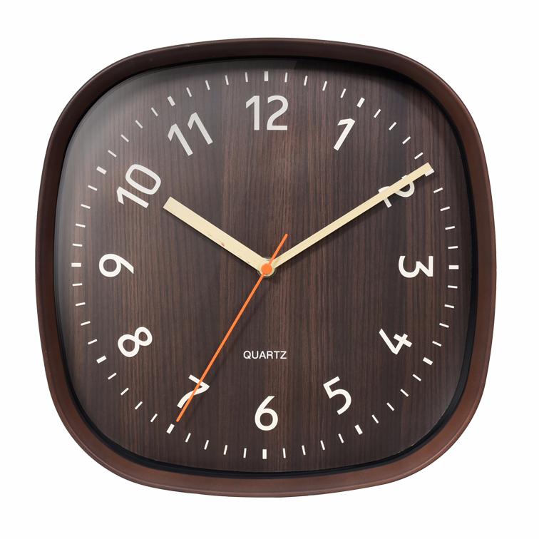 Wholesale 12 inch Cheap Wall Clock Wooden Color Plastic Wall Clocks Home Decoration