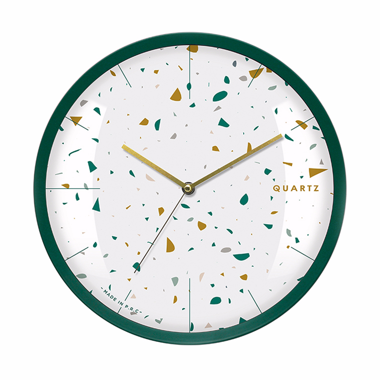 13 inch Green deco stone fashion design round plastic wall clock
