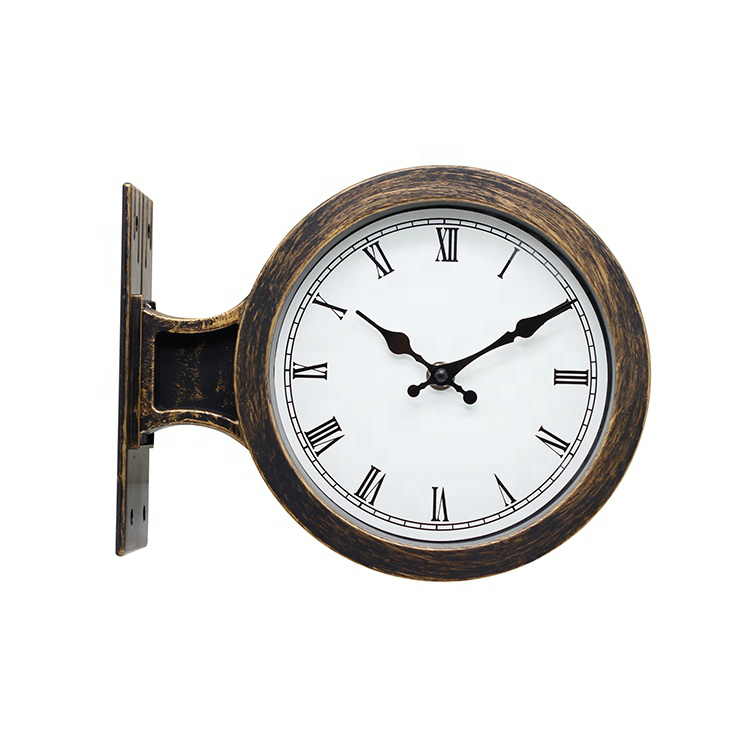 10 inch Antique Wall-mounted Hanging Double Sided Wall Clock with Temperature