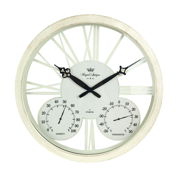 Metal round wall clock with transparent back cover