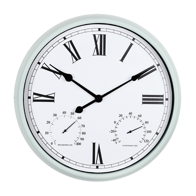 gorgeous high quality metal wall clock with temperature and humidity