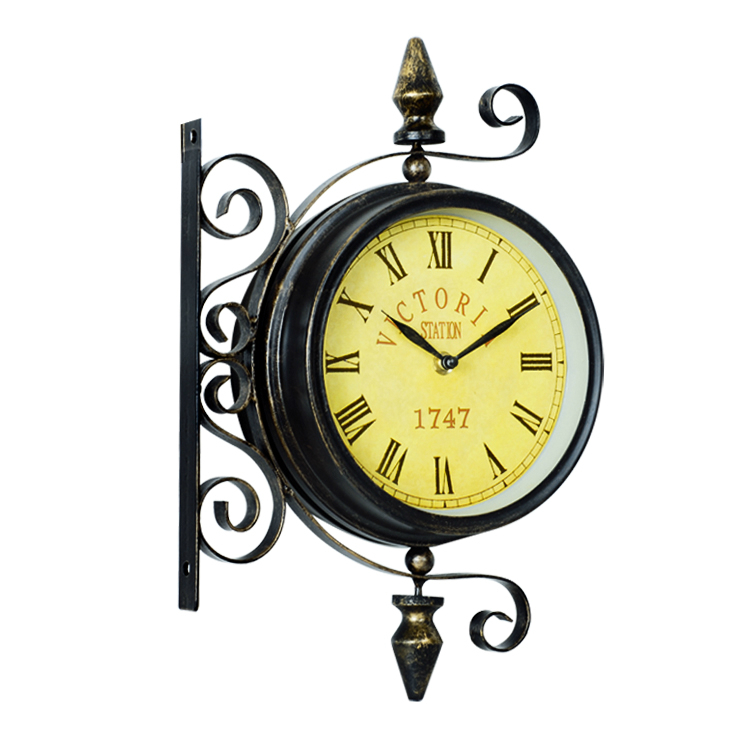 classic european style station clock double face outdoor garden wall clock for home decoration