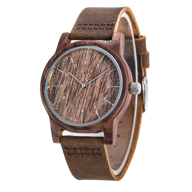 Wooden Watch Case Leather Straps for Watches Leather Watches Men Wrist Quartz Leather Watches
