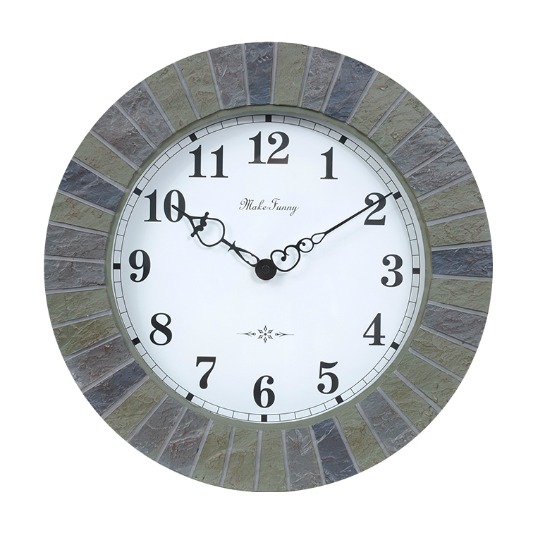 Outdoor style Garden Decorative Resin Wall Clock with temperature and humidity