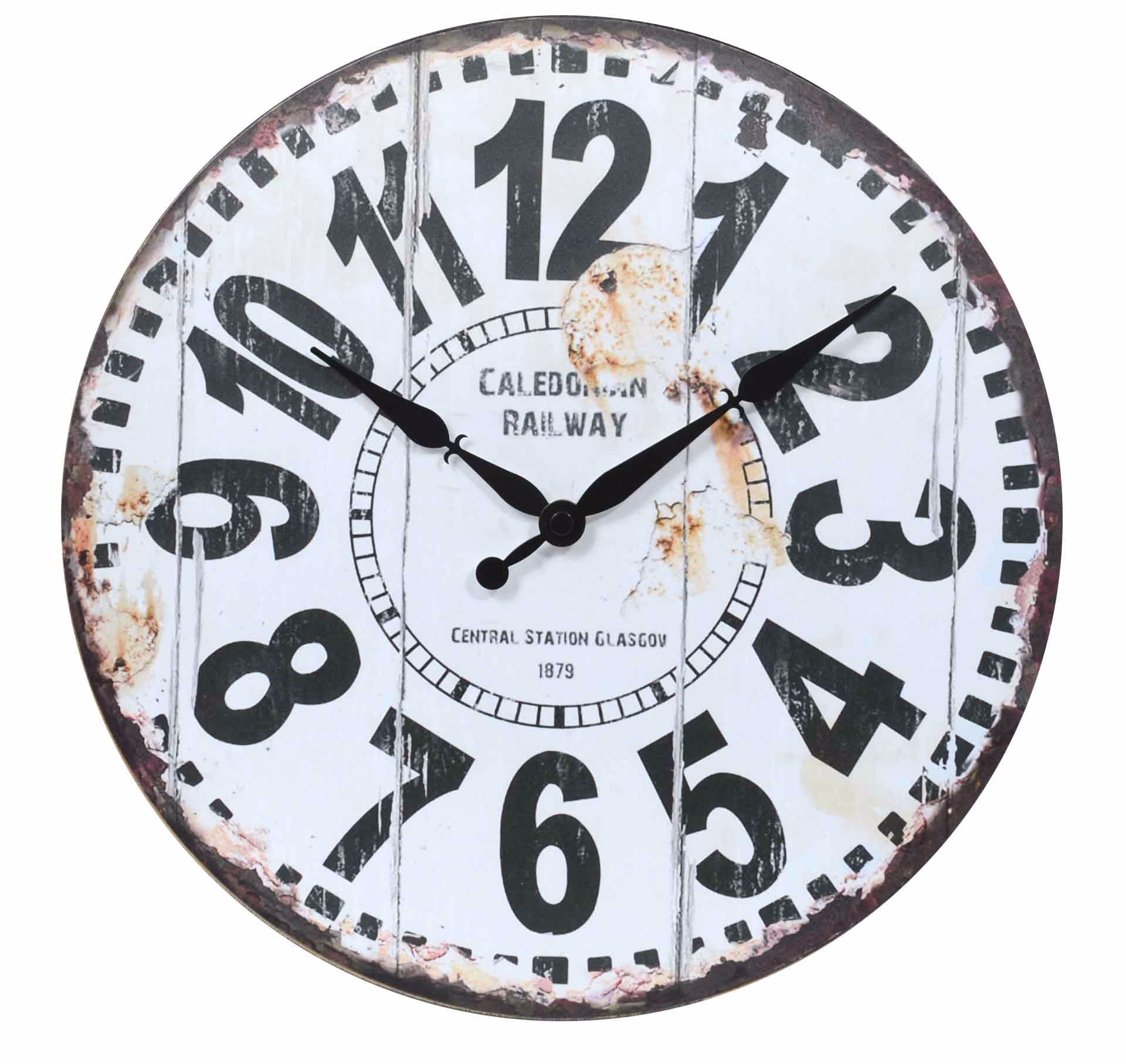 DEHENG 12 inch big numbers mdf design vintage wall clock