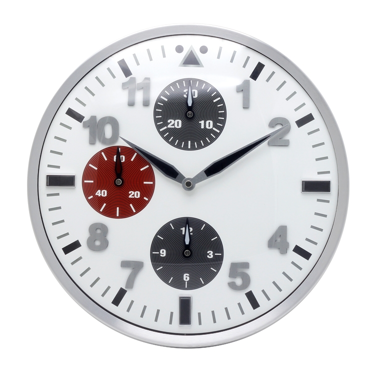 Have a sense of design high quality watch style metal Wall Clock with 3 sub dial