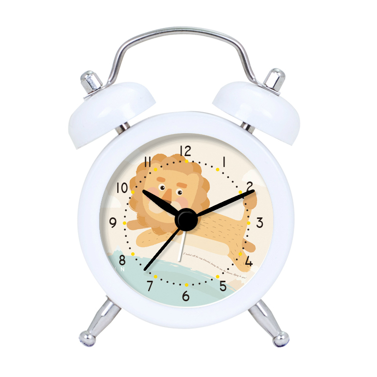 White Simple Cartoon Animal Design Mini Pocket Metal Alarm Clock